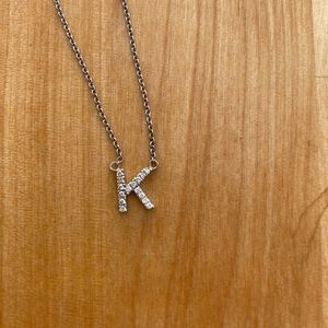 14k Diamond Cluster “K” Initial Necklace
